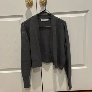 Grey Cropped Cardigan
